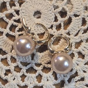 Elegant Gold Pearl Hoop Earrings